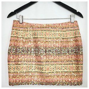 Pink & Tan Sequin Mini Skirt Junior Small